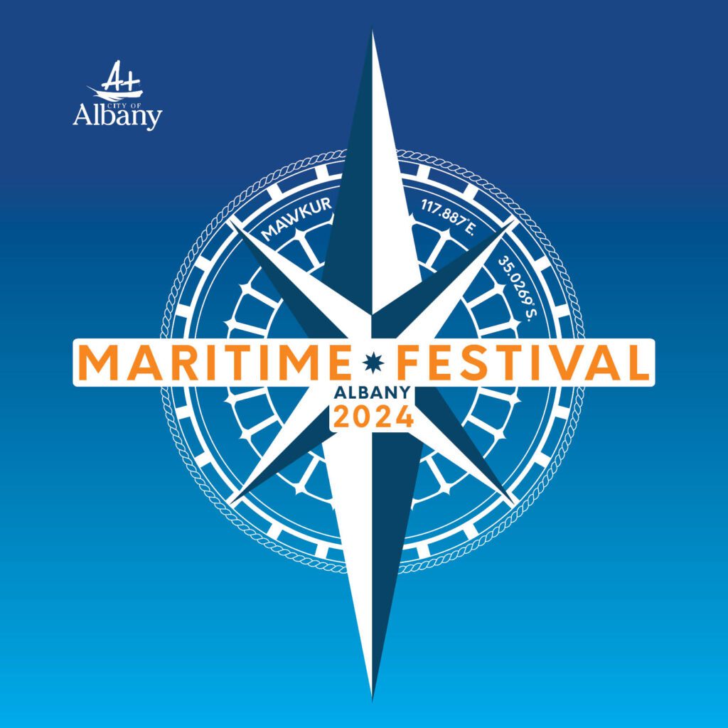 Maritime Festival logo on blue background