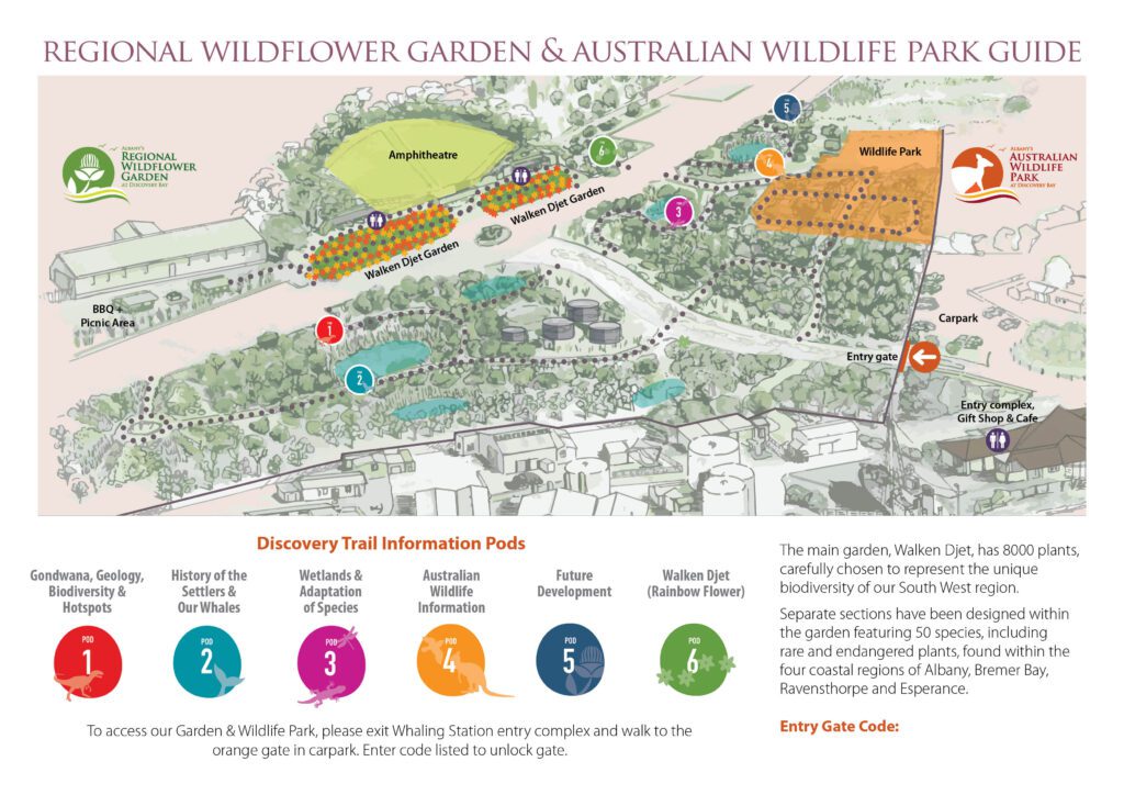 Illustrated map of aerial view of Wildflower Garden and Wildlife Park site